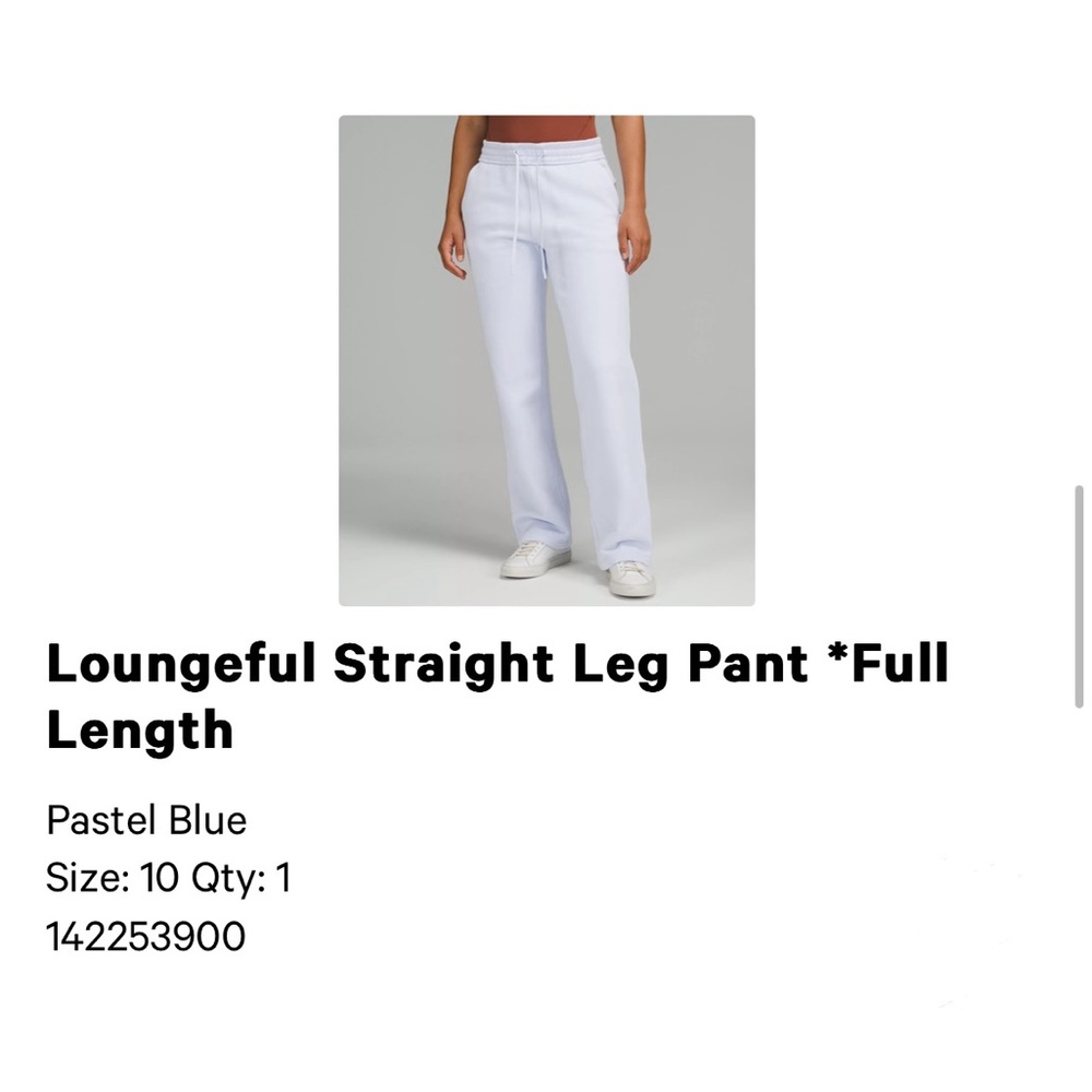 Lululemon Loungeful Straight Leg Pant
Pastel Blue
Size: 10